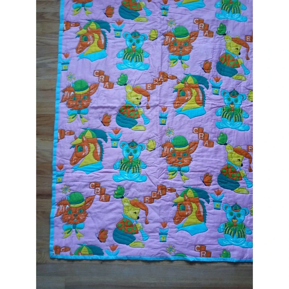 Handmade Animal Friends Retro 70s Baby Blanket‎